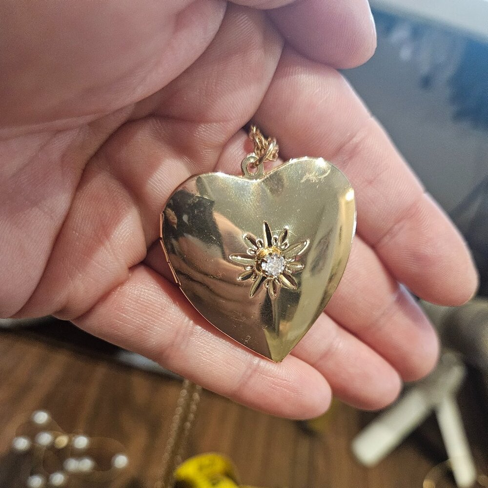 Oversize Gold Heart Locket Necklace